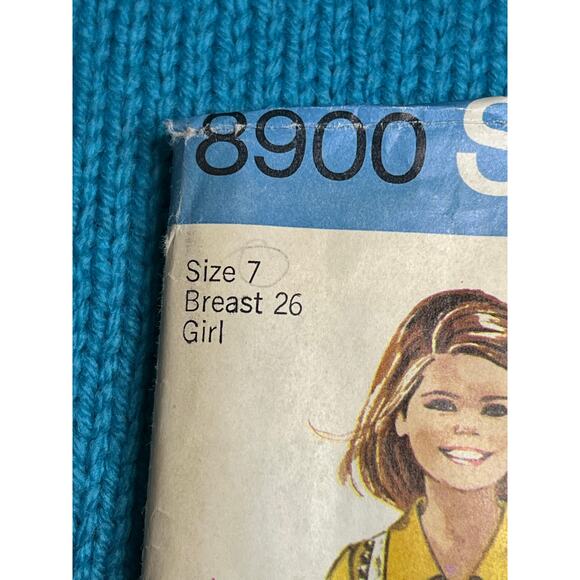Simplicity 8900 Sewing pattern Girls A line dress vest 1960s size 7 - Picture 2 of 5